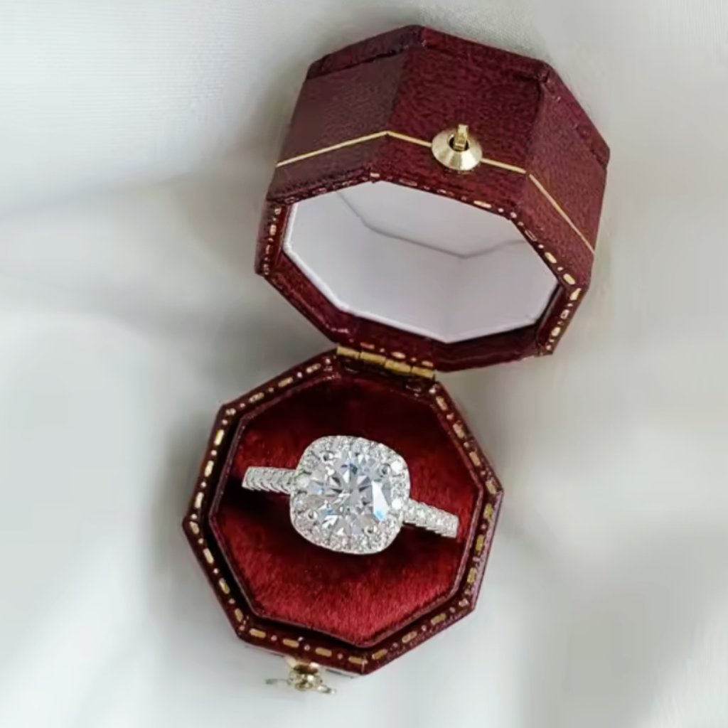 Certified 2ct. Radiant Cut Moissanite Diamond Engagement Ring